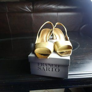 Franco Sarto Gold Open Toe Heel